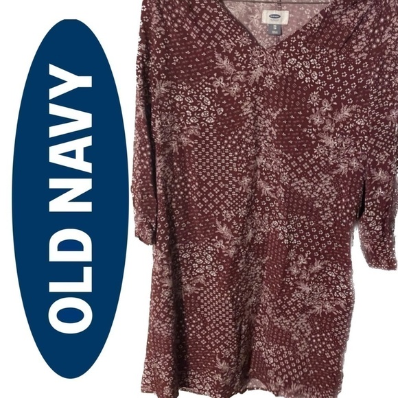 5/$25 Old Navy Floral Print 3/4 Sleeve Shift Dress - Picture 6 of 9